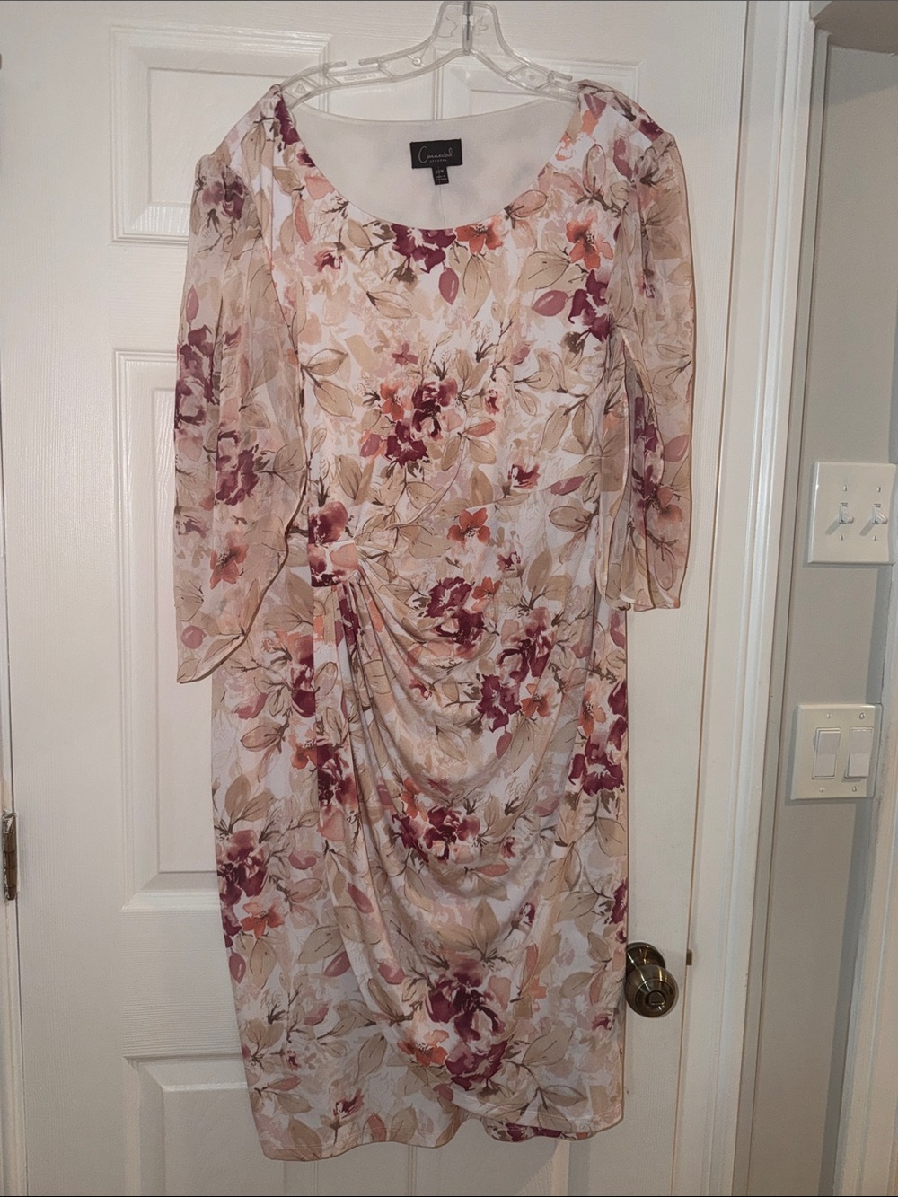 connected apparel Floral Midi Dress in Blush and Mauve